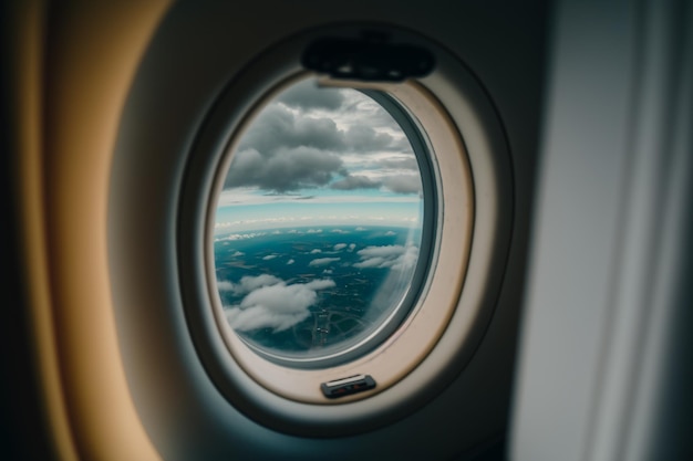 Zicht op de wolken vanuit het vliegtuigvenster Generatieve AI