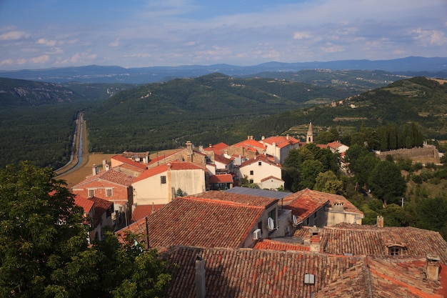 Zicht op het dak van Motovun