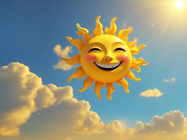 Foto zicht van 3d smiley zon met een eenvoudige achtergrond