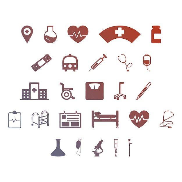 ziekenhuis iconen items gradiënt effect foto jpg vector set