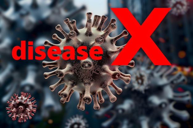 Ziekte x conceptuele samenstelling met coronavirussen voor nieuw pandemieonderwerp