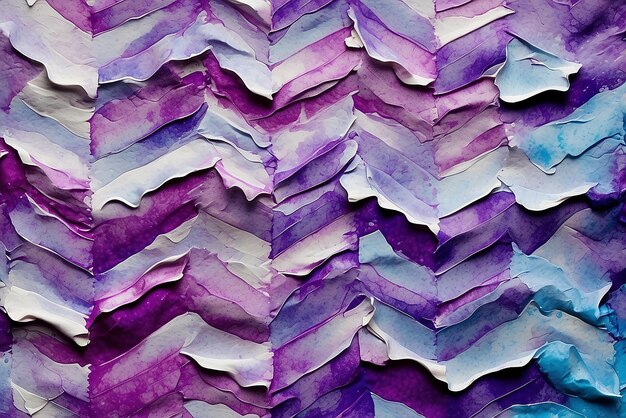 Zigzag pattern made with wet purple and blue watercolor