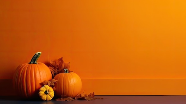 Zijaanzicht van Halloween-bannerconceptontwerp van bos van oranje pompoenen op griezelige achtergrond