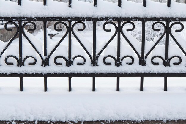 Zijaanzicht van zwart metaal gesmeed in de winter