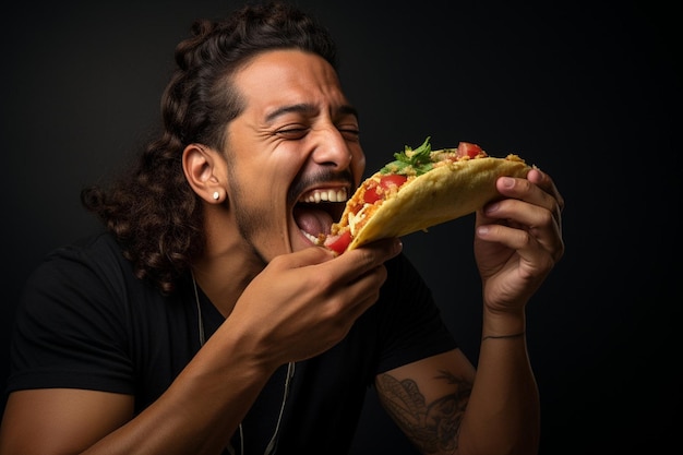 Zijdebeeld man die taco eet