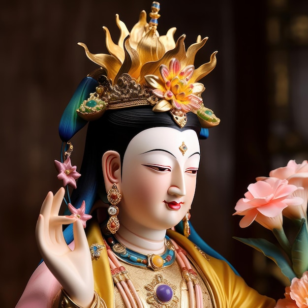 Zijhouding van mooie guanyin bodhisattva generatieve AI