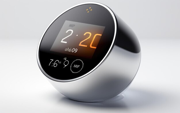 Zijkant van blauw- en zilveren smart device digitale horloge