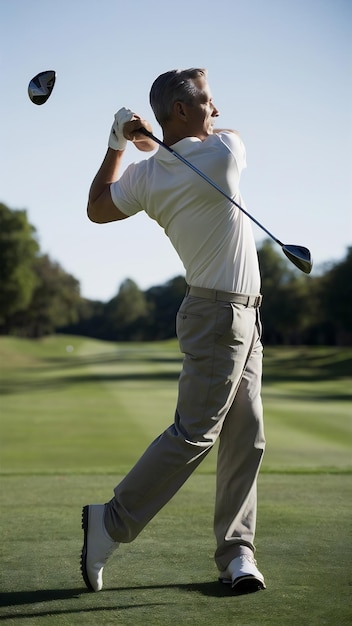 Foto zijkant van een man die golf speelt