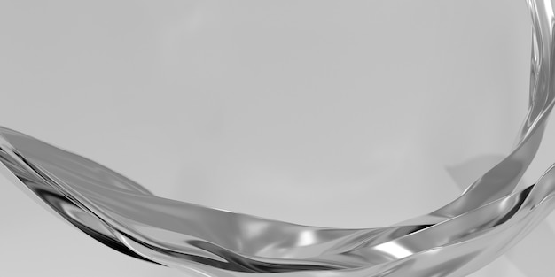 Zilver 3D-rendering voor display banner, achtergrond. Vloeiende zijde stof achtergrond abstract.