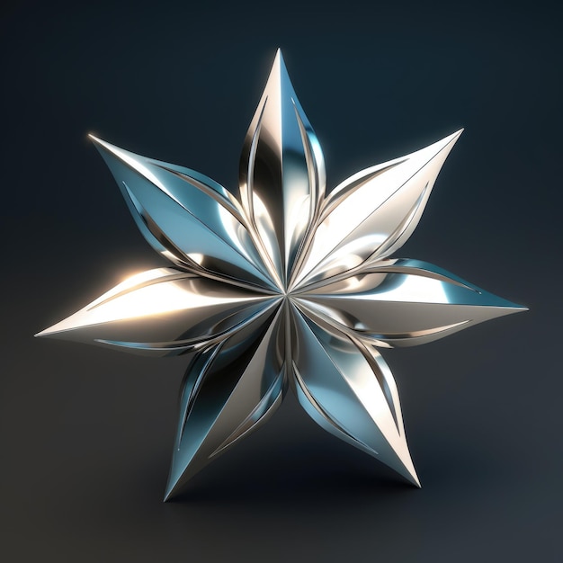 Zilveren 3D-sterrenweergave met gloeiende metallic glans voor feesten en feestdagen