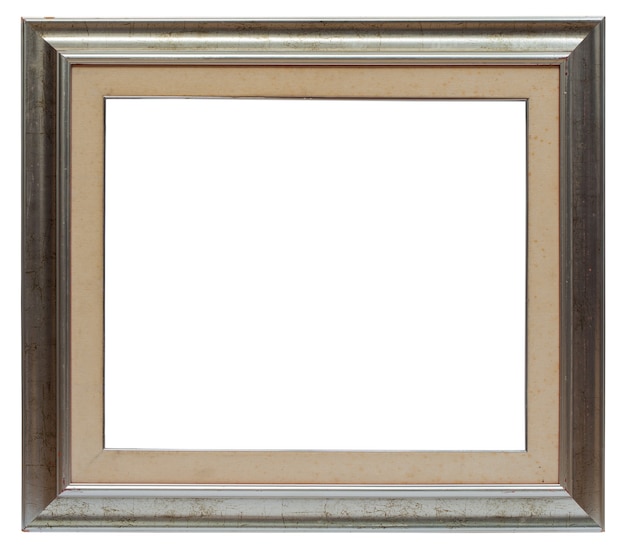 Foto zilveren afbeeldingsframe geïsoleerd op een witte achtergrond