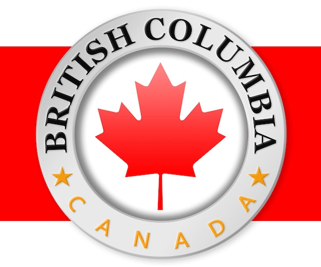 Zilveren badge met de vlag van British Columbia en Canada