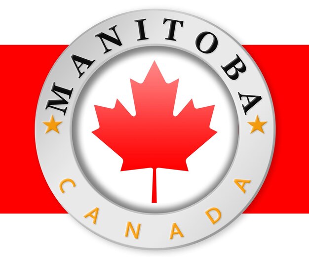 Zilveren badge met de vlag van Manitoba en Canada