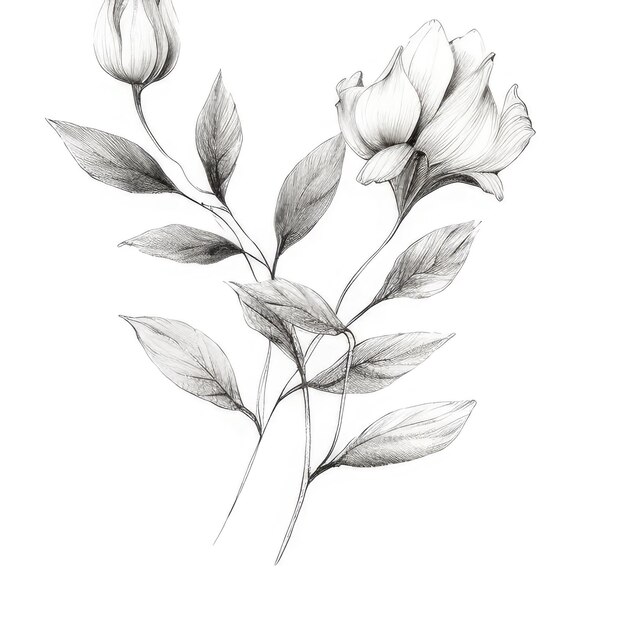 Zilveren bloem illustratie tulp illustraties schets bloem witte achtergrond