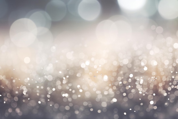 Zilveren Bokeh achtergrond Zilveren glanzend Bokeh behang Luxe Bokeh behalpapier Glinsterende vonken Bokeh behaalpapier Bokeh agtergrond AI Generatief