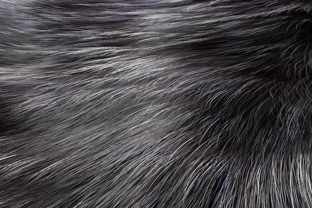 Zilveren kleur dierlijk bont textuur van Wolf of Fox extreme close-up. 3D-rendering