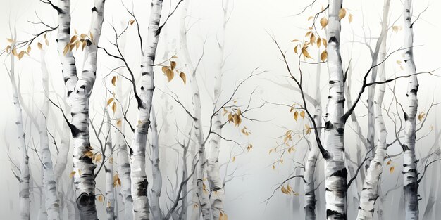 Zilveren teefbosbomen in het herfstseizoen Natuur buitenlandschap achtergrond