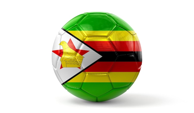 Foto zimbabwaanse nationale vlag op voetbal 3d illustratie