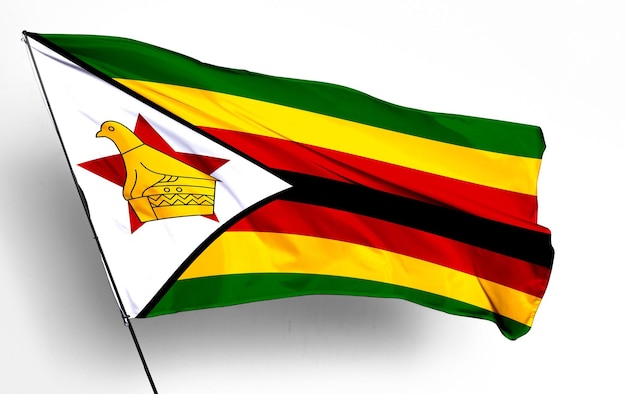 Photo zimbabwe 3d waving flag and white background image