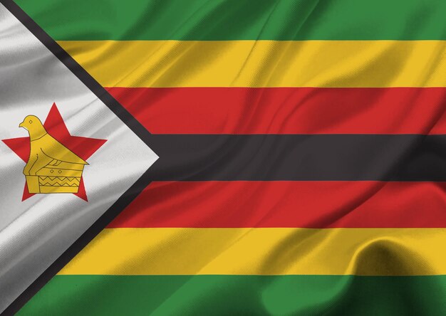 Zimbabwe flag waving in the wind