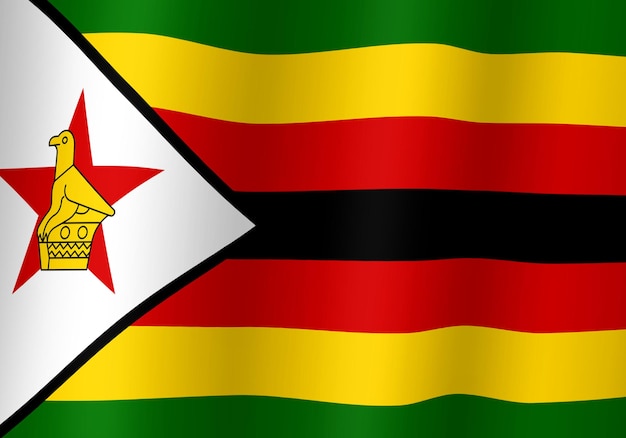 ジンバブエ国旗 3 d イラストをクローズ アップ表示