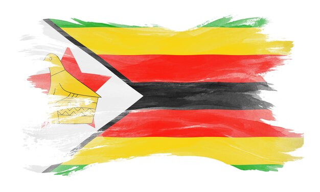 Zimbabwe vlag penseelstreek, nationale vlag op witte achtergrond