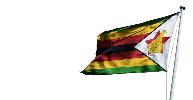 zimbabwe waving 3D render Flag, on a blue sky background. - image