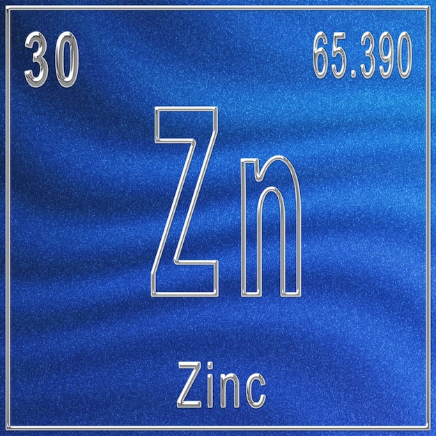 Photo zinc chemical element sign with atomic number and atomic weight