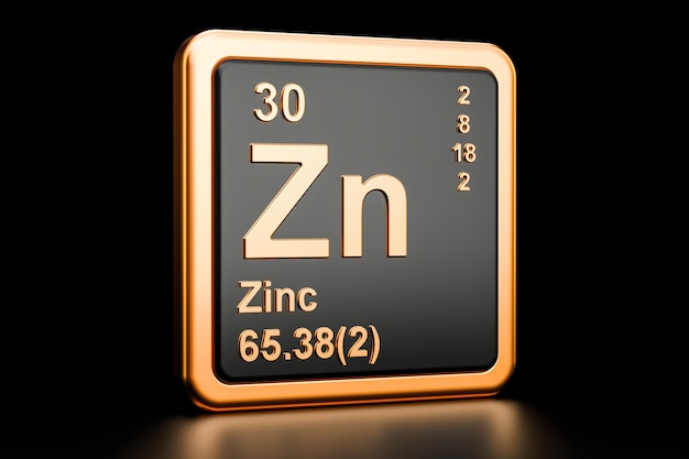 Photo zinc zn chemical element sign 3d rendering