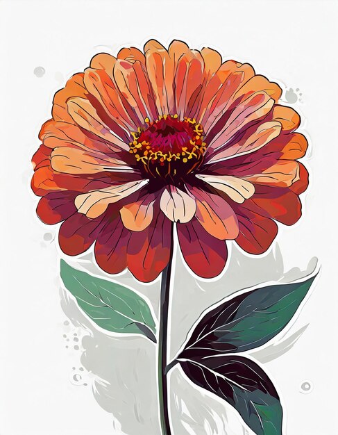 Zinnia flowers illustration