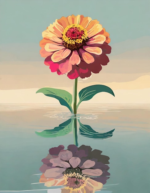 Zinnia flowers illustration