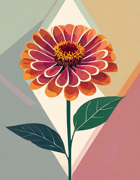 Zinnia flowers illustration