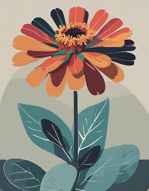 Zinnia flowers illustration