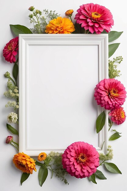 Zinnia Zenith Zephyr blank Frame Mockup with white empty space for placing your design