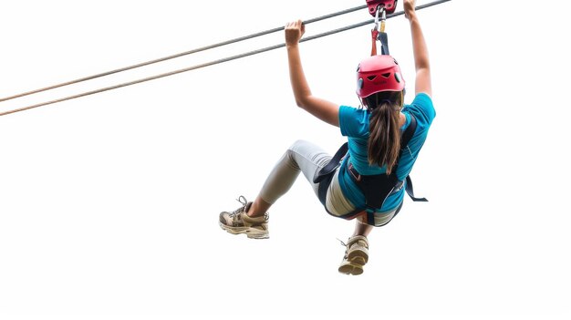 Zip Line Enhancing On White Background