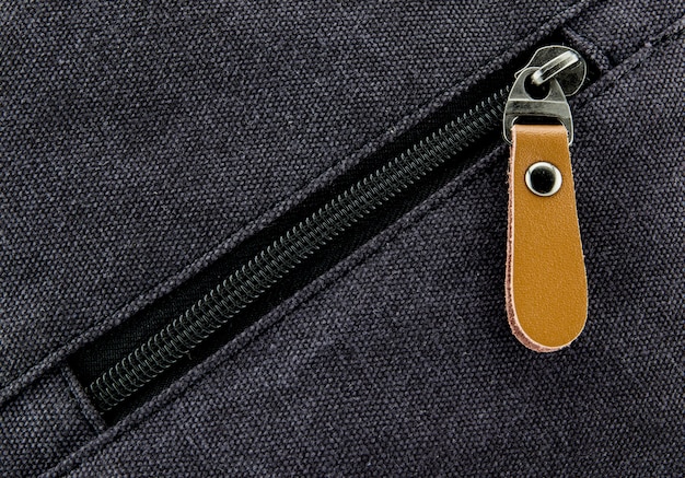 zipper on black bag