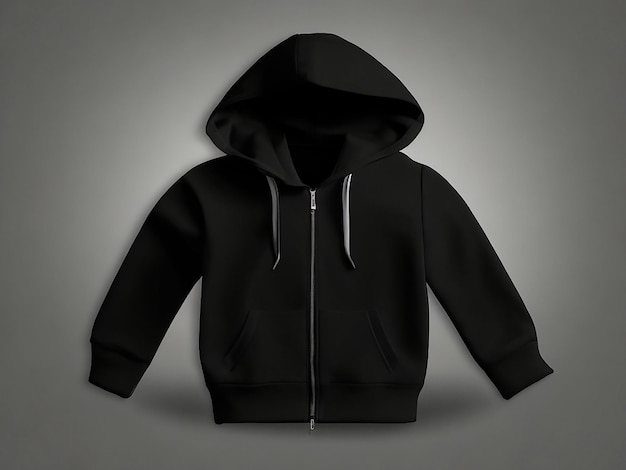 Photo zipper hoodie for kids black view front background free image downloaded