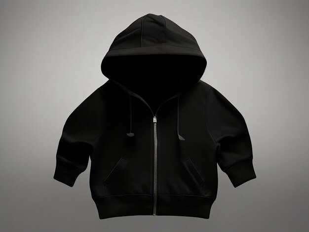 Photo zipper hoodie for kids black view front background free image downloaded