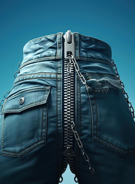 a zipper opened on a blue background