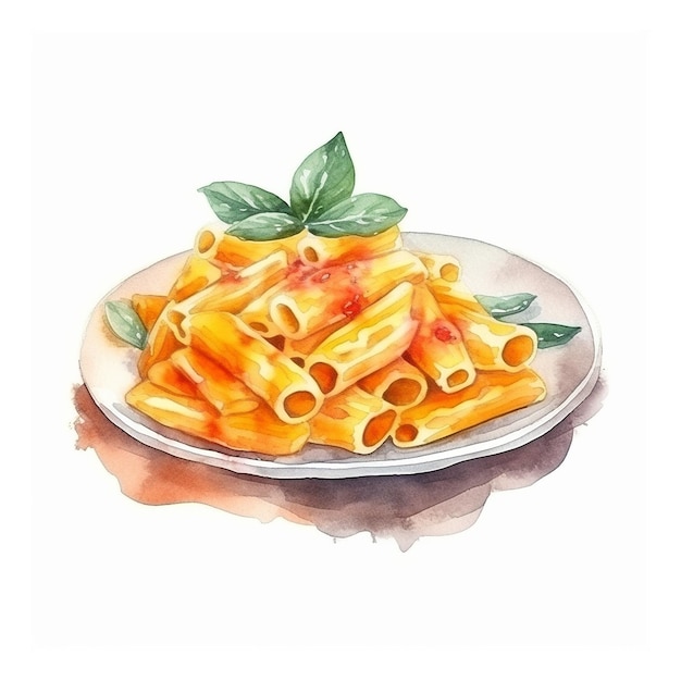 Ziti pasta watercolor paint