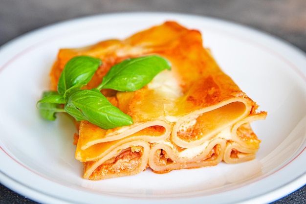 ziti pasta with tomato sauce casserole fresh healthy meal food snack on the table copy space food