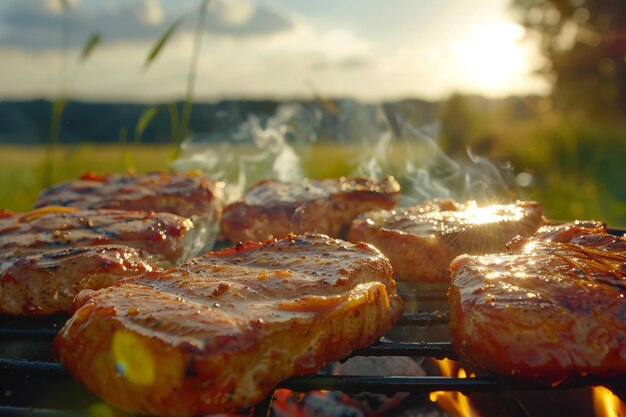 Foto zittend zomer barbecue verrukking