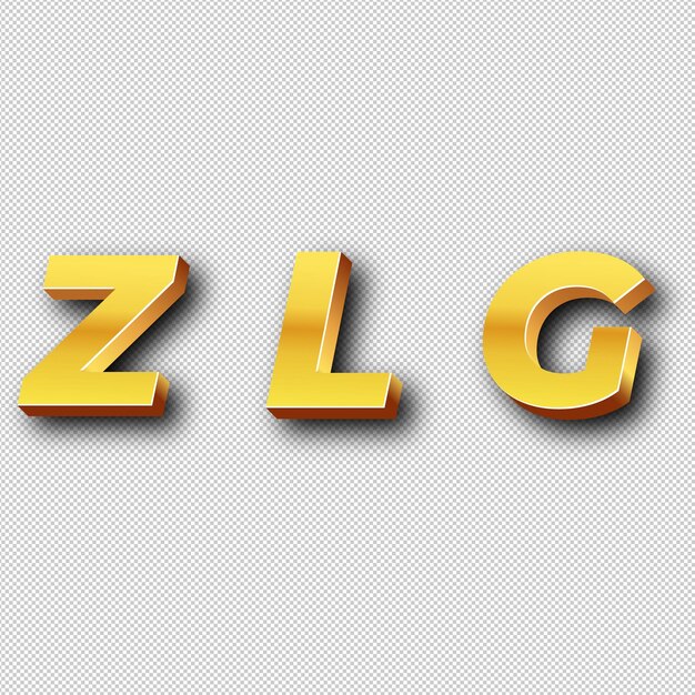 ZLG Gold Logo Icon Isolated White Background Transparent