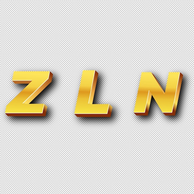 ZLN Gold Logo Icon Isolated White Background Transparent