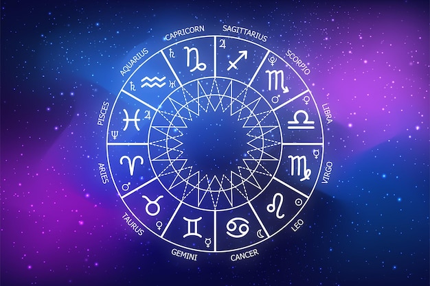 Photo zodiac circle on the background of the dark cosmos astrology the science of stars and planets