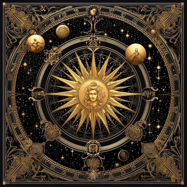zodiac cosmos universe compass rose astrology tarot background illustration art