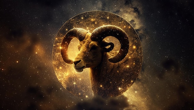 zodiac sign aries on the background of the galaxy generative ai