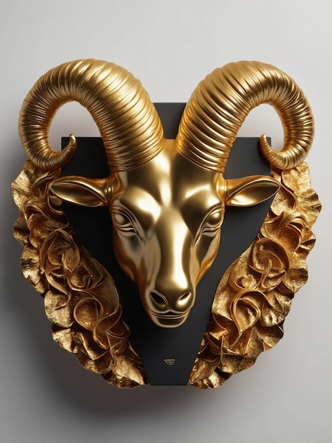 Zodiac sign aries made of pure gold