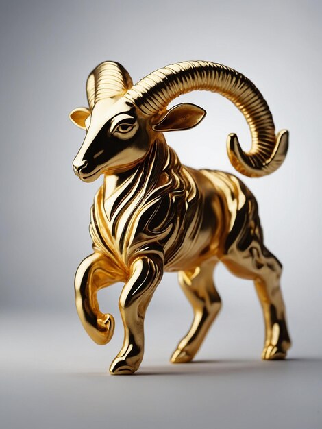 Zodiac sign aries made of pure gold