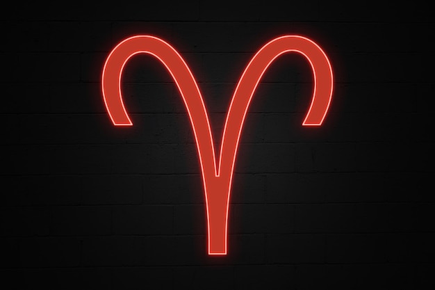 Zodiac sign Aries in neon light